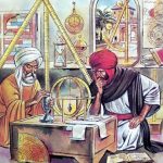 Ilustrasi ilmuwan Muslim saat mengembangkan sains dan teknologi pada era Dinasti Abbasiyah di Baghdad.