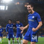 Bek Chelsea, Cesar Azpilicueta merayakan gol ke gawang Qarabag, pada laga Liga Champions, di London, Rabu (13/9) dini hari WIB. Chelsea akan menjamu Arsenal pada laga Liga Primer Inggris, akhir pekan ini.